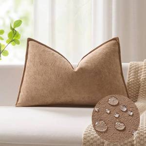 lot 28698 image: Kevin Textile Soft Waterproof Lumbar Pillow Cover 14x22 1 Pack, Camel - Retail $17
