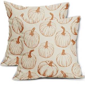 lot 28709 image: Fall Pillow Covers 18x18 Set of 2 Burnt Orange Pumpkin Harvest - Retail $10