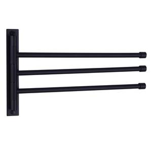 lot 28728 image: Bath Towel Holder Swing Out Towel Bar SUS 304 Stainless Steel Bathroom Hand Towel Rack 3-Bar Folding Arm Swivel Hanger Wall Mount Brushed Silver Finish HYG03-LS - Retail $24