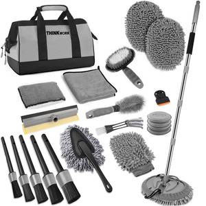 lot 28742 image: Car Wash Detailing Kit with 62 Car Wash Mop & Detailing Brushes - Retail $30