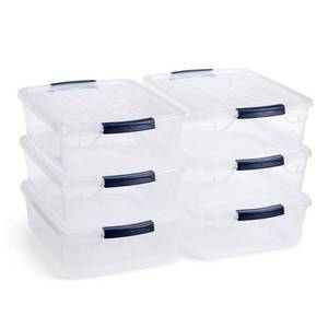 lot 28746 image: Rubbermaid Cleverstore 17 Quart Clear Latching Waterproof Stackable Airtight Storage Containers with Durable Latching Lids. Missing Lids.... - Retail $75
