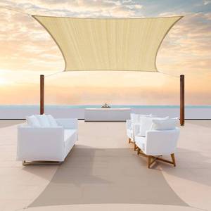 lot 28748 image: 14 x 16 Beige Sun Shade Sail Rectangle CTSLR1416 - Canopy Mesh Fabric UV Block UPF50 - Commercial Heavy Duty - 190 GSM - 3 Years Warranty (We Make Custom Size) - Retail $40