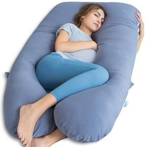 lot 28763 image: Pregnancy Pillow, U Shaped Full Body Pillows for Sleeping Support, 55 Inch Maternity Pillow for Pregnant Women with Cooling Silky Cover, Blue - Retail $45
