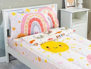 lot 28771 image: Meeting Story Twin Zipper Bedding Rainbow Comforter Set for Kids, White - Retail $58