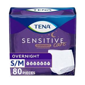 lot 28779 image: Tena Sensitive Care Overnight Incontinence Underwear SM 25-35in 80ct - Retail $54