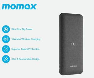 lot 28782 image: MOMAX Q.Power Wireless Charging Power Bank (10000mAh), USB-A USB-C and Lightning. - Retail $30
