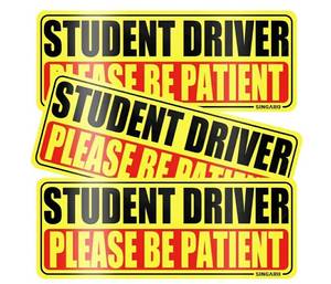 lot 28792 image: Student Driver Magnet for Car - Please Be Patient, 3Pcs Magnetic Reflective Novice Sticker, New Driver Decal, Removable Exterior Car Accessories - Retail $6