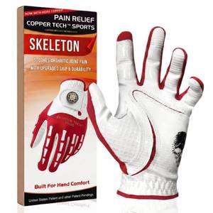 lot 28805 image: Copper Tech Skeleton Golf Gloves Right Handed (2nd Gen)  Copper Compression Joint Support with Tacky Grip  Flexible & Comfortable Fit with Premium Leather. Womens X��SMALL - Retail $27