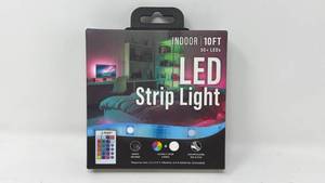 lot 146 image: LED Strip Light 10ft Indoor 50 LEDs RGB Multi-Color Remote Control - Retail $0