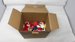 lot 153 image: Round Disc Tokens Lot Red White Black Yellow with Embossed Logo - Retail $0