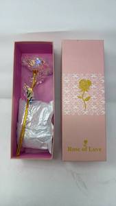 lot 155 image: Rose of Love Decorative Flower with Gold Stem and Iridescent Petals - Retail $0