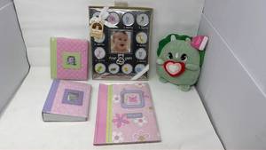 lot 189 image: Baby Gear Lot Photo Albums Milestone Markers Plush Toy 5-Piece Set - Retail $0