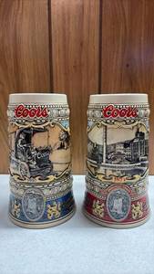 lot 280 image: Coors Ceramic Beer Stein Pair 1988 and 1989 Edition Decorative Steins