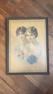 lot 127 image: Antique 1910s Lithographic Sisters by the prominent American illustrator William Haskell Coffin