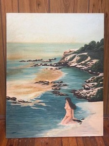 lot 140 image: Coastal Beach Landscape Oil Painting on Canvas