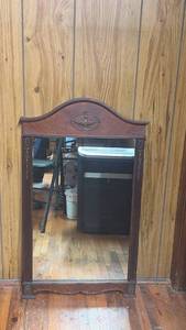 lot 146 image: Wall Mirror with Decorative Frame and Urn Emblem 32 x 18