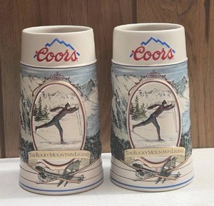 lot 217 image: (2) 1991 Coors The Rocky Mountain Legend Beer Steins