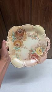 lot 218 image: NouveauEdwardian Porcelain Tray, 12 Inch Squared