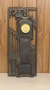 lot 251 image: Grandfather Clock with Stairwell Wall Relief Clock, Detailed & Unique