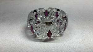 lot 104 image: Cut Crystal Ashtray with Purple Accents and Makers Label