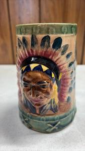 lot 110 image: Hand painted Figural Mug American Indian Chiefs Head