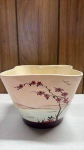 lot 123 image: Hand-Painted Ceramic Bowl with Asian Landscape Motif