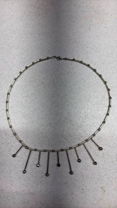 lot 179 image: 925 Mark on Clasp Beaded Necklace with Dangling Fringe Drops