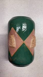 lot 185 image: J.A. Lamb Stamped Decorative Cylindrical Vessel with Relief Ornaments