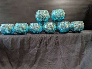 lot 114 image: Blue votive candle holders