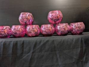lot 115 image: Pink votive candle holders
