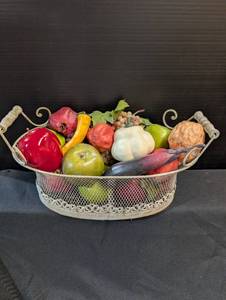 lot 217 image: wire basket with fruit