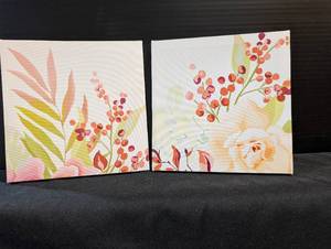 lot 224 image: Pair of flowers paintingprint