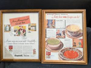 lot 230 image: Campbells Soup magazine ads in frames