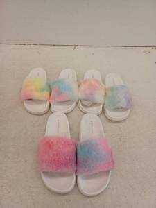 lot 19178 image: Portland Fuzzy Slide Slippers, 3 Pairs, 9 Womens