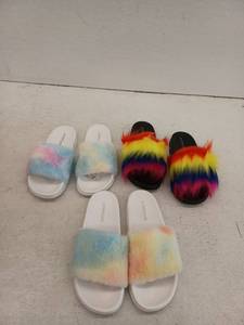 lot 19272 image: Portland Fuzzy Slide Slipper, 3 Pair, Women 9