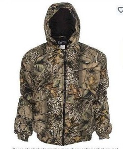 lot 19284 image: WFS Burly Camo Tan Polyfill Insulated Mens Hooded Camo Jacket, Large
