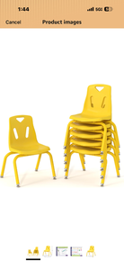 lot 1 image: Jonti-Craft Berries 8122JC6007 Stacking Chairs with Powder-Coated Legs, 12 Height, Yellow, Pack of 6 - Retail $500