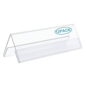 lot 57 image: AITEE 12 Pack Acrylic Name Plates V-Shaped Display Holder for Office Desks