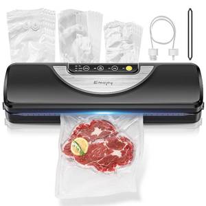 lot 63 image: Emojoy Vacuum Sealer Machine, Built-in Bag Cutter, 11.8-Inch Sealing Length, Includes 15 Bags��BPA-Free��