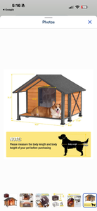 lot 84 image: Elevated Dog House 40.6in x 17.05in with Insulated Roof and Porch - Retail $225