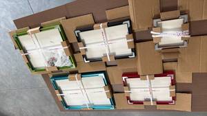 lot 113 image: 5 pack Aluminum Frame Screen Print Screens. - Retail $75