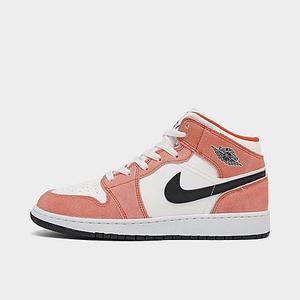 lot 1514 image: Big Kids Air Jordan Retro 1 Mid SE Casual Shoes in OrangeTeam Orange Size 7.0 LeatherSuede