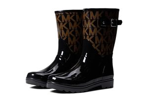 lot 1520 image: Michael Kors Logo - Mid Rain Boot in BrownBlack  Size 8
