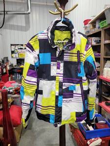 lot 1559 image: Aluminum SkiSnowboard Jacket Colorblock Black Yellow Purple Blue White Size Small