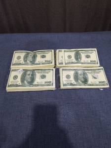 lot 1584 image: (4) Novelty $100 Bill Napkins Lot 6 Packages Benjamin Franklin 12x12 Kids Party Fun