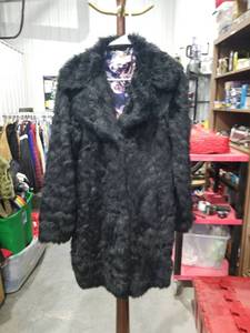 lot 1688 image: Eliza J Black Faux Fur Coat Size Large