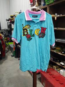 lot 1697 image: Contender PLCK Polo Shirt 2XL Turquoise Pink Graphic