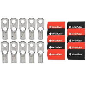 lot 45098 image: 10 Gauge AWG Tinned Pure Copper Lugs Ring Terminals Connectors with Heat Shrink, 10-Pack - 10 Ring Terminal - Electrical Connectors, Heat Shrink Wire Connectors for 10 Gauge Wire