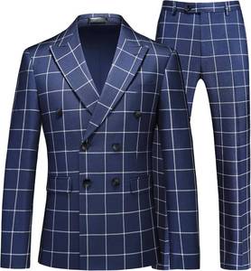 lot 45101 image: MOGU Mens Plaid Tuxedo Suit - Double Breasted 2-Piece Checkered Set with Suit Jacket and Pants for Prom and Wedding SIZE M