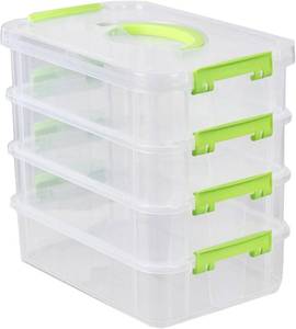 lot 45107 image: Multilayer Storage Organizer with Lid for Bedroom and Office, Stackable Desktop Storage Box, Green Compact Design for Home and Workspace Organization - NO LIDS